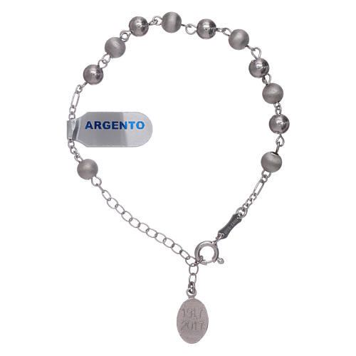 Bracelet perles 6 mm argent 925 satiné Notre-Dame de Fatima 2