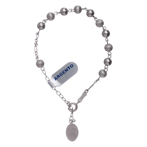 Bracelet perles 6 mm argent 925 satiné Notre-Dame de Fatima 4