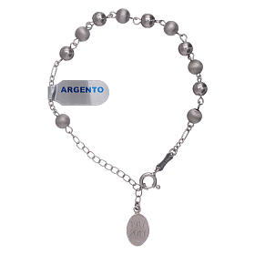 Bracelet in 925 sterling silver with peals 6 mm satinized Our Lady of Fatima