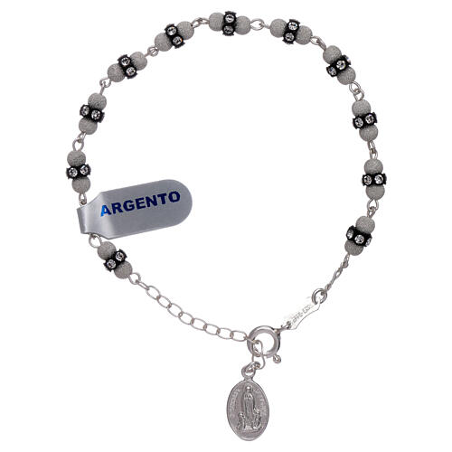 Armband Silber und strass Perlen Gottesmutter von Fatima 1