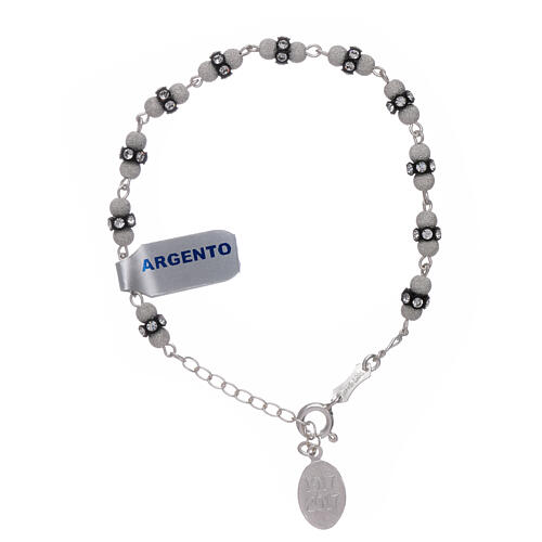 Armband Silber und strass Perlen Gottesmutter von Fatima 2