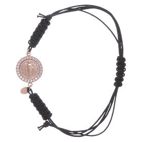 Bracelet corde et médaille Vierge Miraculeuse argent 925 rosé