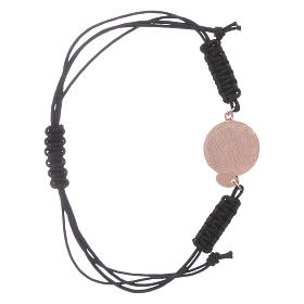 Bracelet corde et médaille Vierge Miraculeuse argent 925 rosé