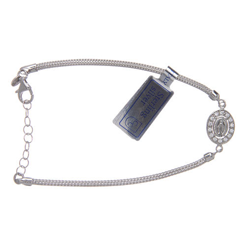 Bracelet in 925 sterling silver with Our Lady of Miracles medal and strass 1