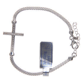 Bracelet in 925 sterling silver finished in rhodium with cross and strass