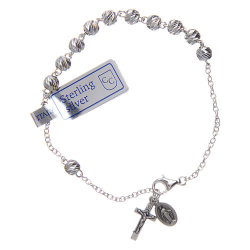 Single decade rosary bracelet in 925 sterling silver with Our Lady of Miracles medal 1