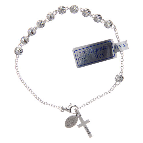 Single decade rosary bracelet in 925 sterling silver with Our Lady of Miracles medal 2