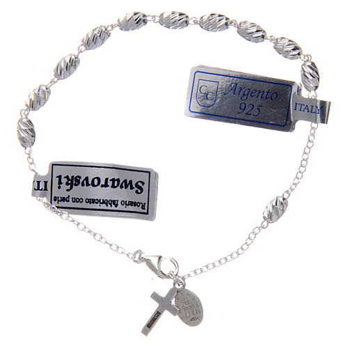 Bracelet en argent 925 croix et médaille Miraculeuse grains ovales 2