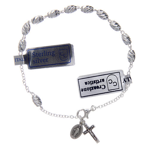 Our Lady of Miracles bracelet in 925 sterling silver with oval grains 1