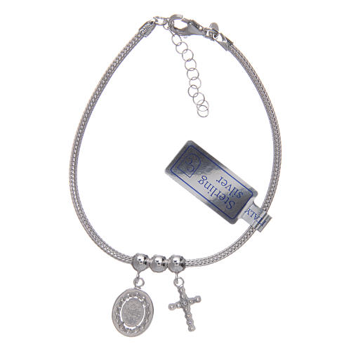 Armband Silber 925 wunderbare Medaille und Kreuz mit Zirkonen 2