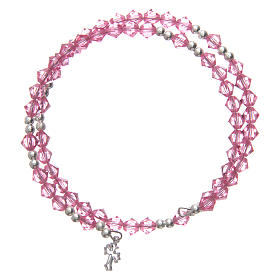 Pulseiras de Prata: Pulseira em espiral cristais Swarovski cor-de-rosa
