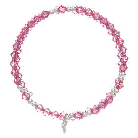 Pulseiras de Prata: Pulseira em espiral cristais Swarovski cor-de-rosa