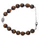 Pulsera piedra dura ojo de tigre 9 mm medalla zircones blancos plata 925 s2