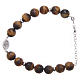 Bracelet with tiger's eye beads 9 mm and white zirconate medal in 925 sterling silver s1