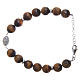 Bracelet with tiger's eye beads 9 mm and white zirconate medal in 925 sterling silver s2