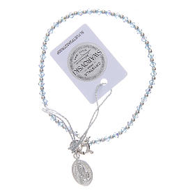 Bracelet argent et strass bleu 100ème anniversaire Fatima 3 mm 