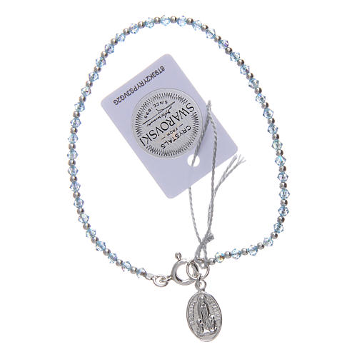 Bracelet argent et strass bleu 100ème anniversaire Fatima 3 mm  3