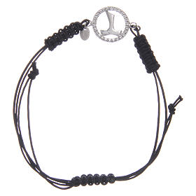 Bracciale cordino argento 925 tau medaglia zirconi