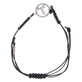 Bracciale cordino argento 925 tau medaglia zirconi