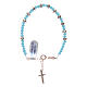 Pulsera rosario plata 925 cable cuentas de cristal azul y arandelas hematites rosada s2