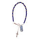 Pulsera rosario plata 925 cable cuentas de cristal azul y arandelas hematites rosada s2