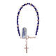 Rosary bracelet in 925 sterling silver with cord in blue crystal and cipollino marble and small rosè hematite washers s1