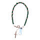 Pulsera rosario plata 925 cable cuentas de cristal verde y arandelas hematites rosada s1
