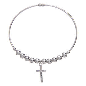 Bracciale rosario argento 925 palline lisce 5 mm rodiato