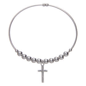 Bracciale rosario argento 925 palline lisce 5 mm rodiato