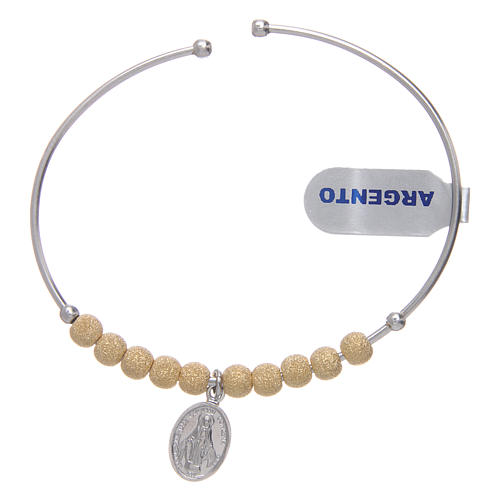 Rosary bracelet in golden 925 sterling silver with diamond beads 5 mm and Our Lady of Miracles medalet 1