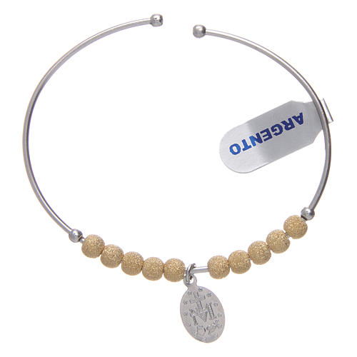 Rosary bracelet in golden 925 sterling silver with diamond beads 5 mm and Our Lady of Miracles medalet 2