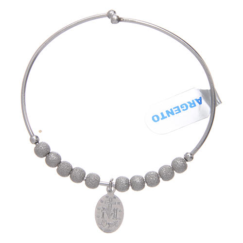 Rosary bracelet in 925 sterling silver and rhodium with diamond beads and Our Lady of Miracles medalet 2