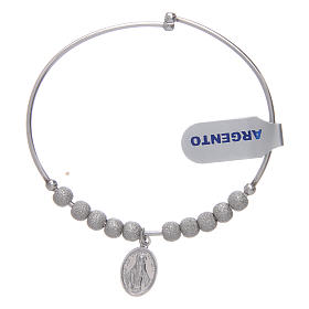 Rosary bracelet in 925 sterling silver and rhodium with diamond beads and Our Lady of Miracles medalet
