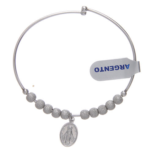 Rosary bracelet in 925 sterling silver and rhodium with diamond beads and Our Lady of Miracles medalet 1