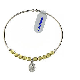 Rosary bracelet in golden 925 sterling silver with hexagonal beads 5 mm and Saint Benedict cross