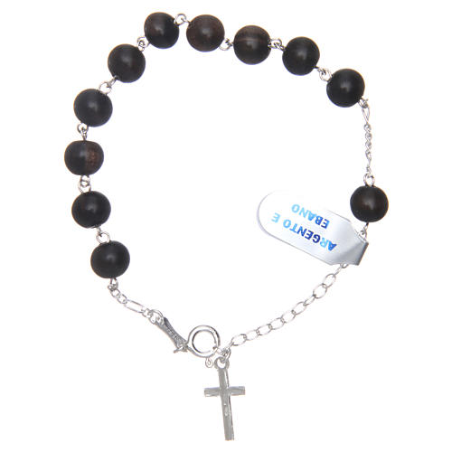 Bracelet in ebony and 925 sterling silver 8 mm 1