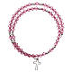 Bracciale rosario argento strass rosa s1