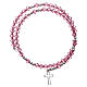 Rosary bracelet in pink crystal metal cross s2