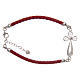 Bracelet in red eco-leather and cross in 925 silver filigree s1
