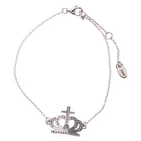 AMEN bracelet in rhodium-plated 925 silver with crown and white rhinestones.