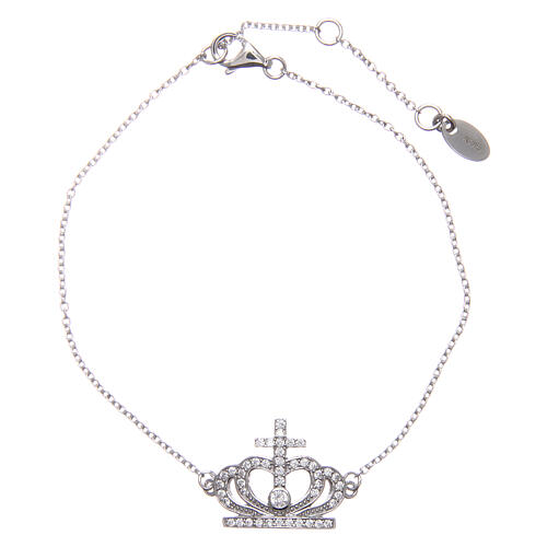 AMEN bracelet in 925 silver with white zirconia cross crown 1