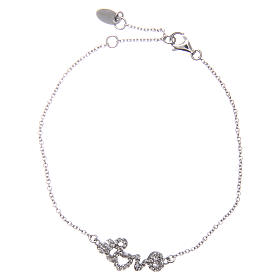 AMEN bracelet in rhodium-plated 925 silver with word LOVE and white rhinestones