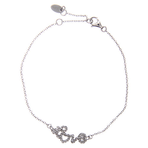 AMEN bracelet in rhodium-plated 925 silver with word LOVE and white rhinestones 1