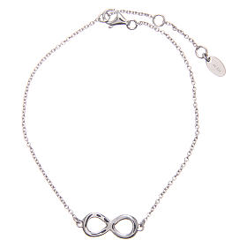 AMEN bracelet in rhodium-plated 925 silver with lemniscate and white rhinestones.