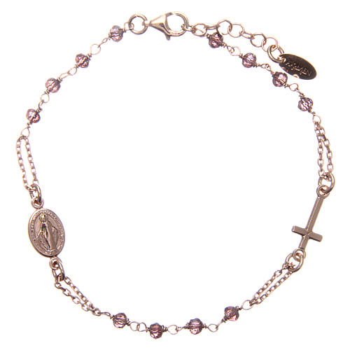 AMEN bracelet in pink 925 silver with purple crystals andmedal  1