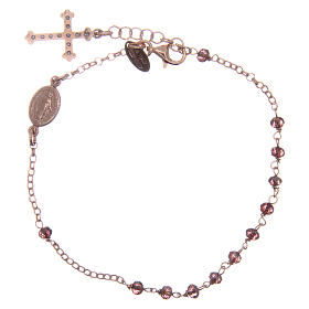 Bracciali AMEN: Bracciale AMEN arg 925 rosé medaglietta croce cristalli viola zirconi bianchi
