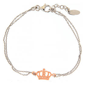 AMEN bracelet in pink rhodium-plated 925 silver with cross and white rhinestones