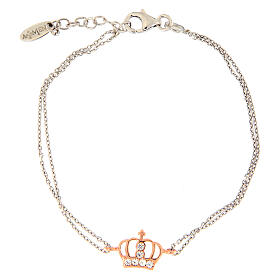 AMEN bracelet in 925 silver with rose gold crown with white zirconia