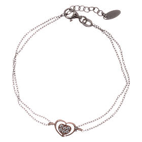 AMEN bracelet in 925 silver with white zirconia heart charm