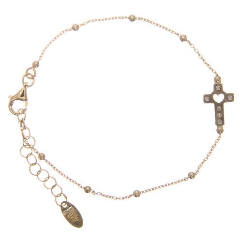 AMEN bracelet in 925 silver gold with white zirconia cross 2